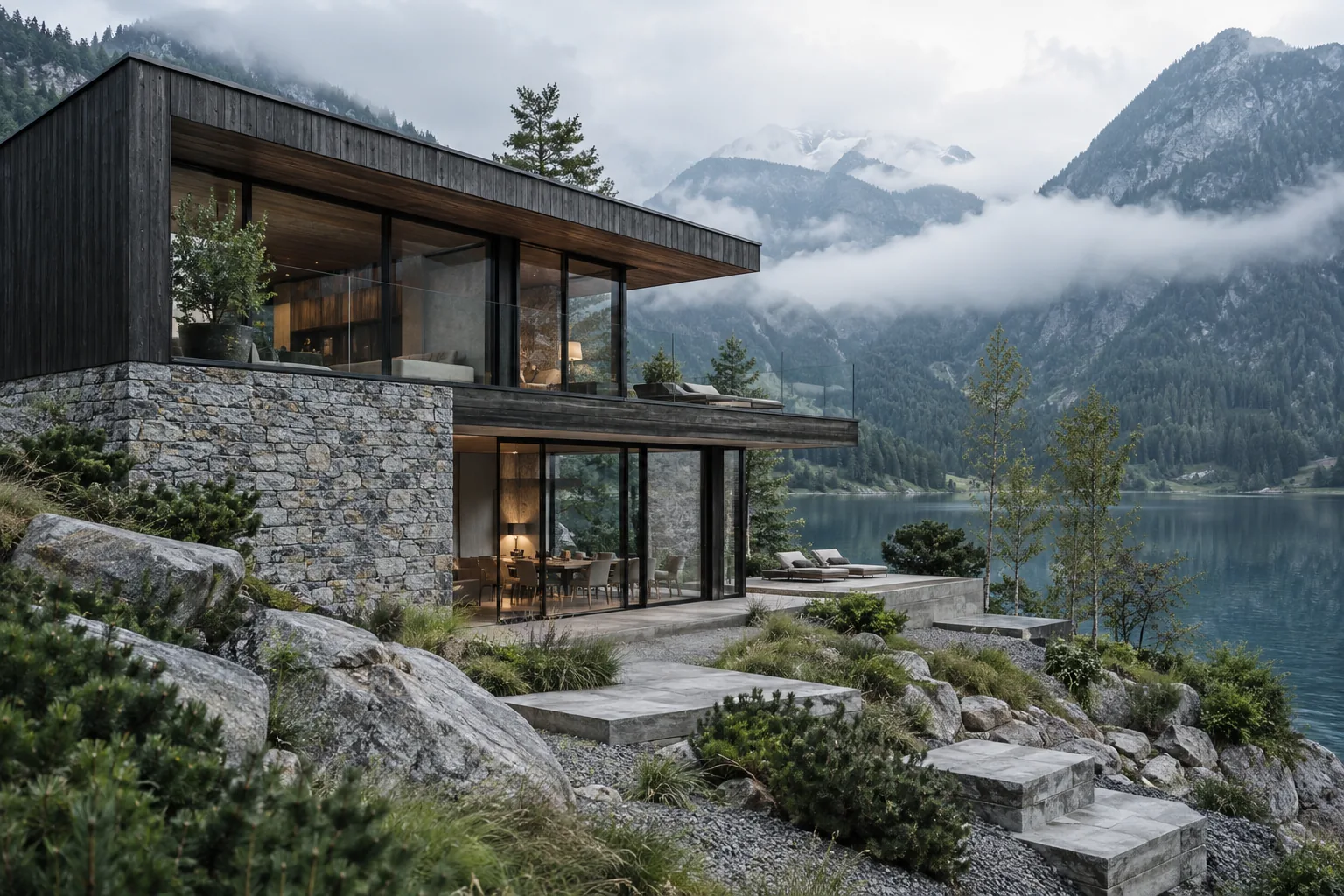 Modern lakeside property in the Tyrolean Alps