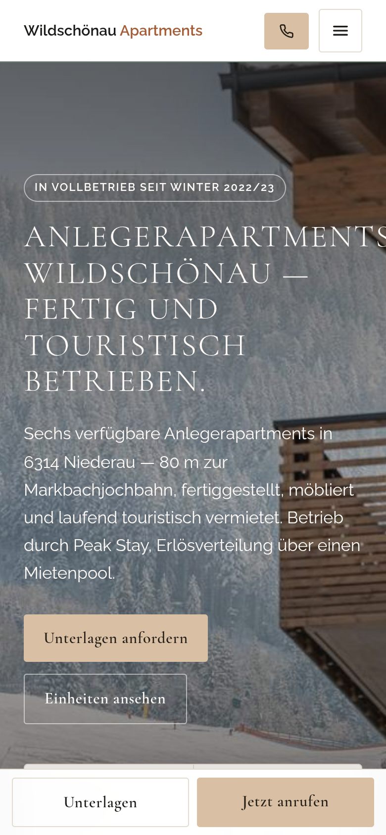Wildschönau Apartments website reference