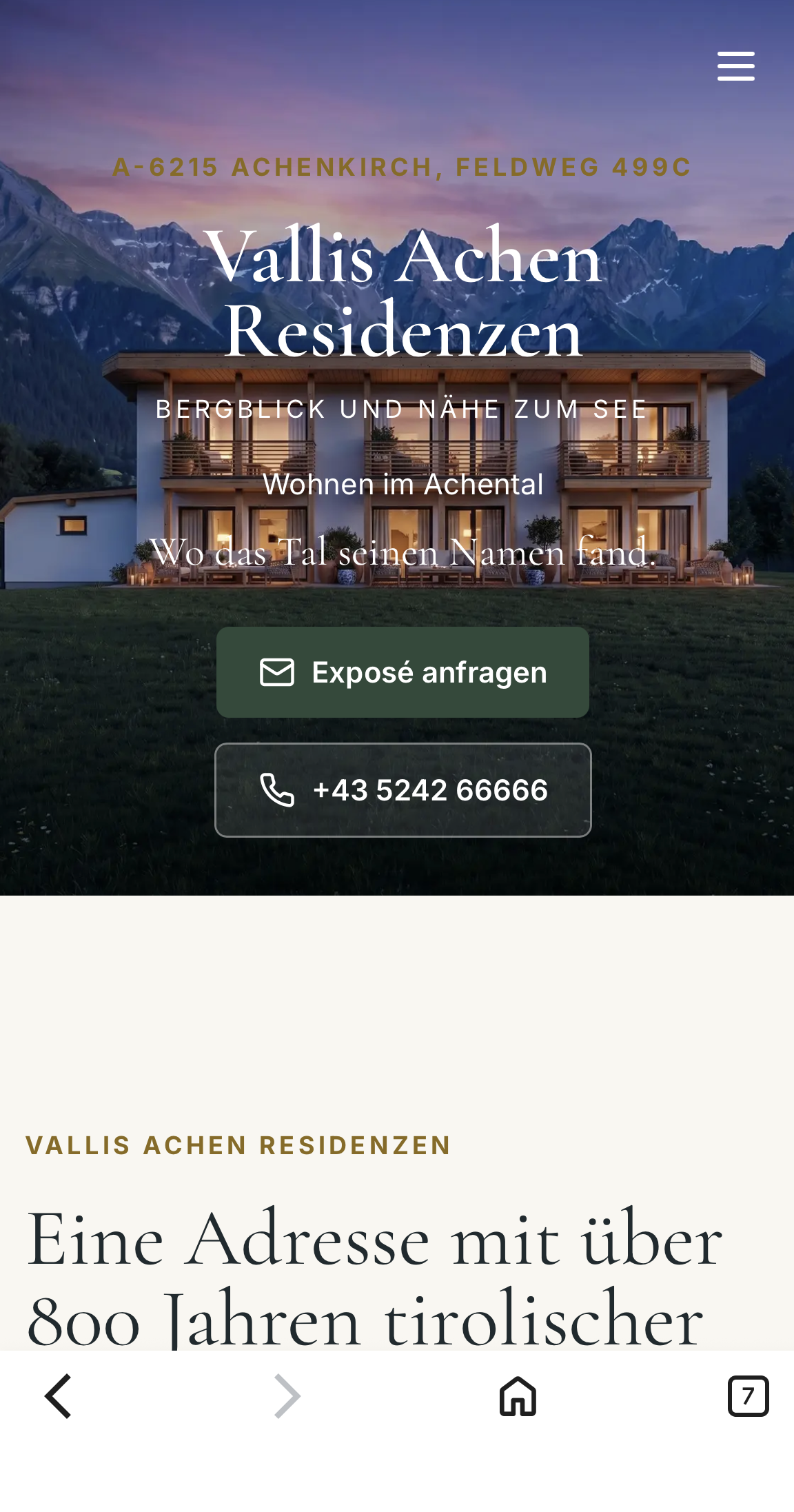 Vallis Achen Residenzen website concept